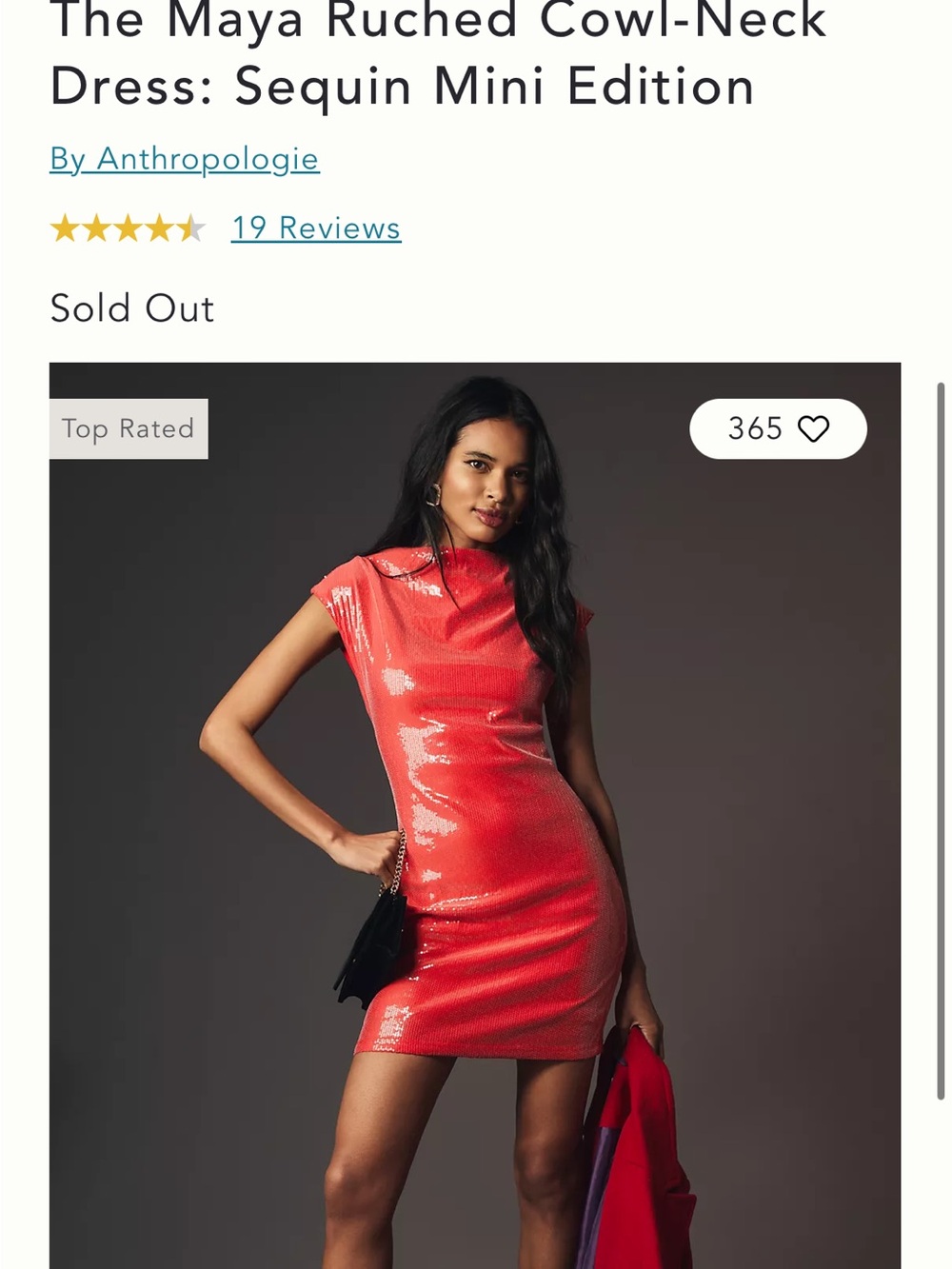 Anthropologie Sequin Mini Dress in Coral